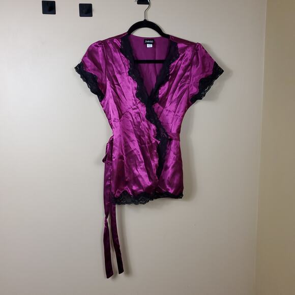 Frederick’s of Hollywood Satin Cropped Robe in Purple Size M - Picture 1 of 12